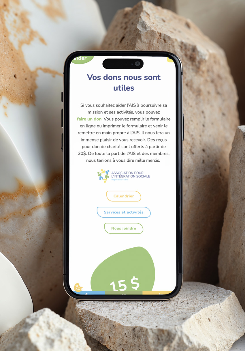 Site web AISBF sur mobile